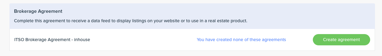 Brokerage Agreement section showing ITSO Brokerage Agreement inhouse